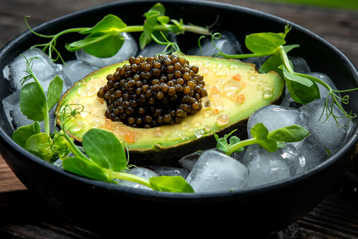 Avocado with sturgeon caviar