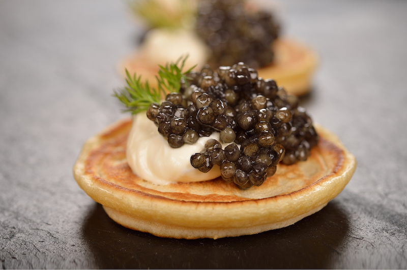 Bruschetta with crab and pike caviar